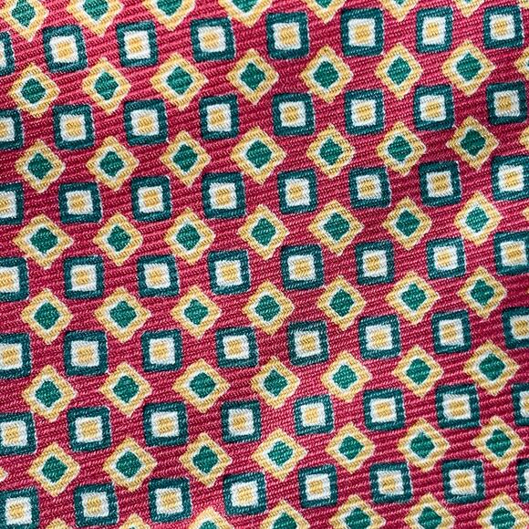 POLO by RALPH LAUREN Red Green Yellow Geometric Silk Tie - Picture 2 of 7